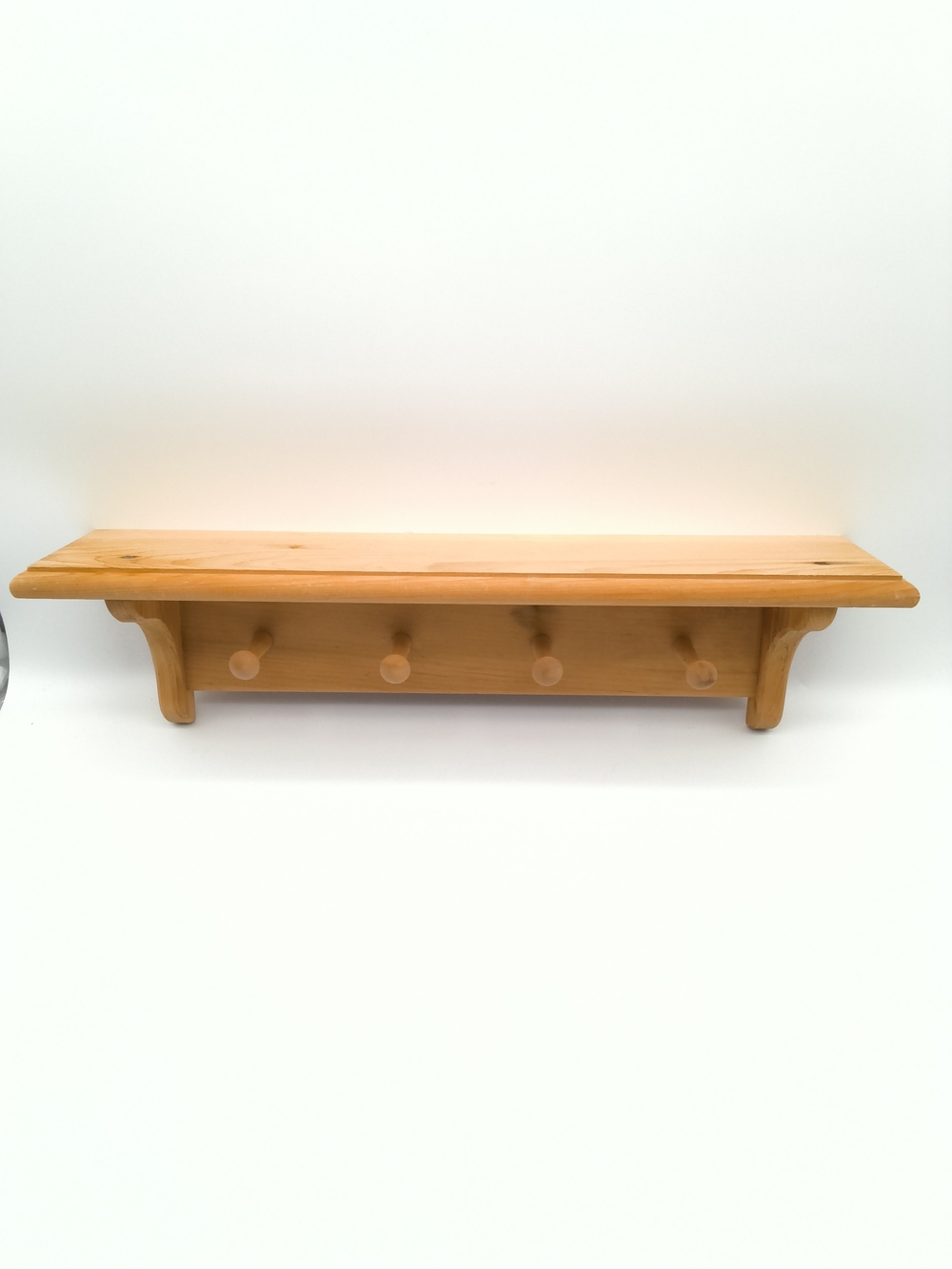Vintage Solid Wood Wall Shelf With 4 Shaker Pegs
